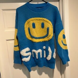 Blue Smile Graphic Women's Sweater